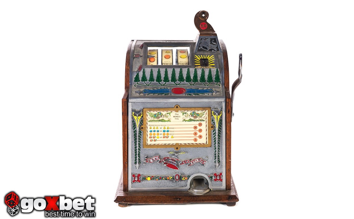 One of the first fruit slots - Bell Fruit Gum Slot Machine.