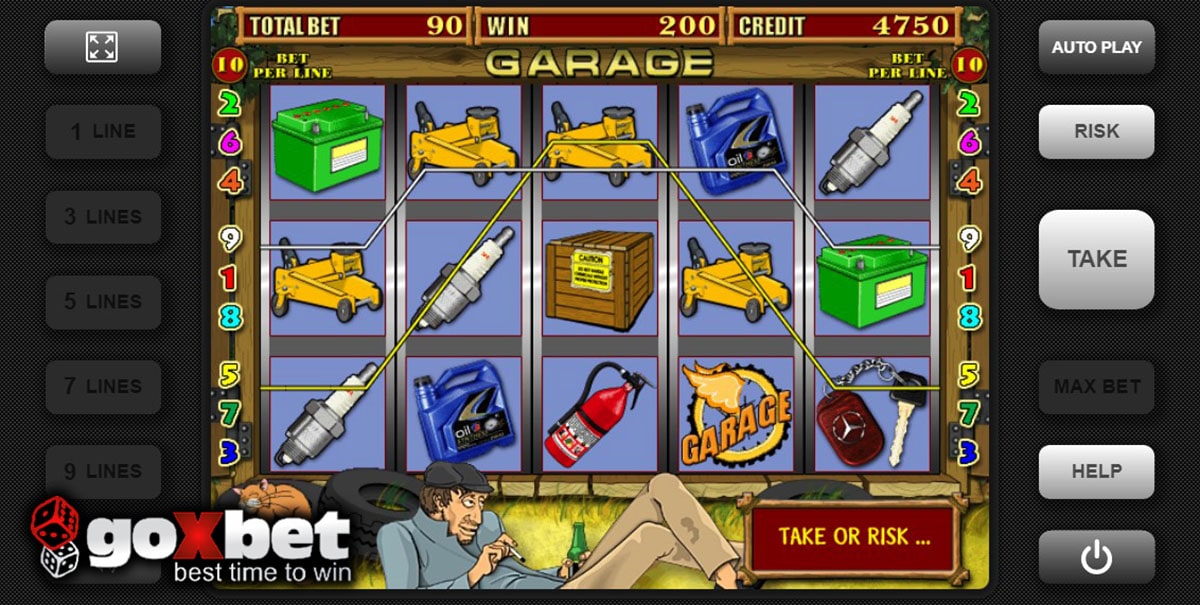 Игровой автомат Garage онлайн бесплатно или на деньги от Игрософт в казино Goxbet.